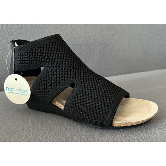 Croft & Barrow Women's Rosiee Zip Up Wedge Sandals Black Size 7.5 TEComfort NIB - Picture 1 of 12